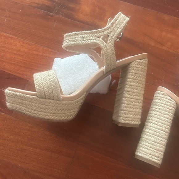 Steve Madden NEW Raffia platform sandals tan size 8 - Picture 4 of 6